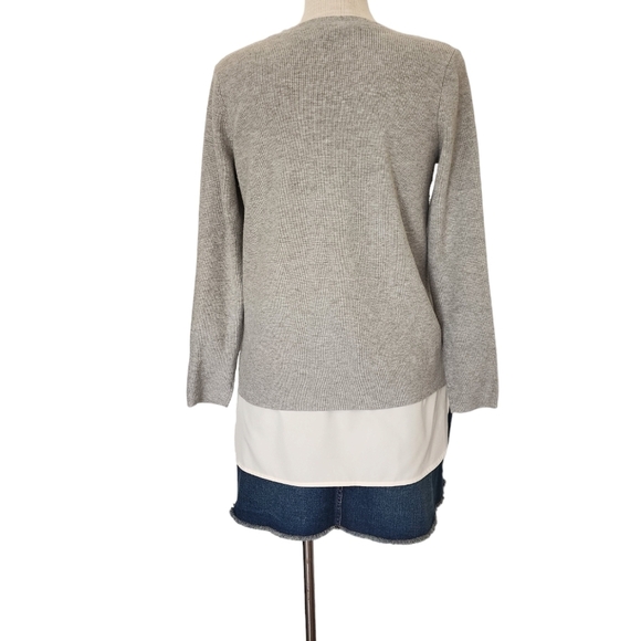 Share Simply Vera Wang Gray Crew Neck Front Lace White Women's Shirt Size L - Picture 7 of 7